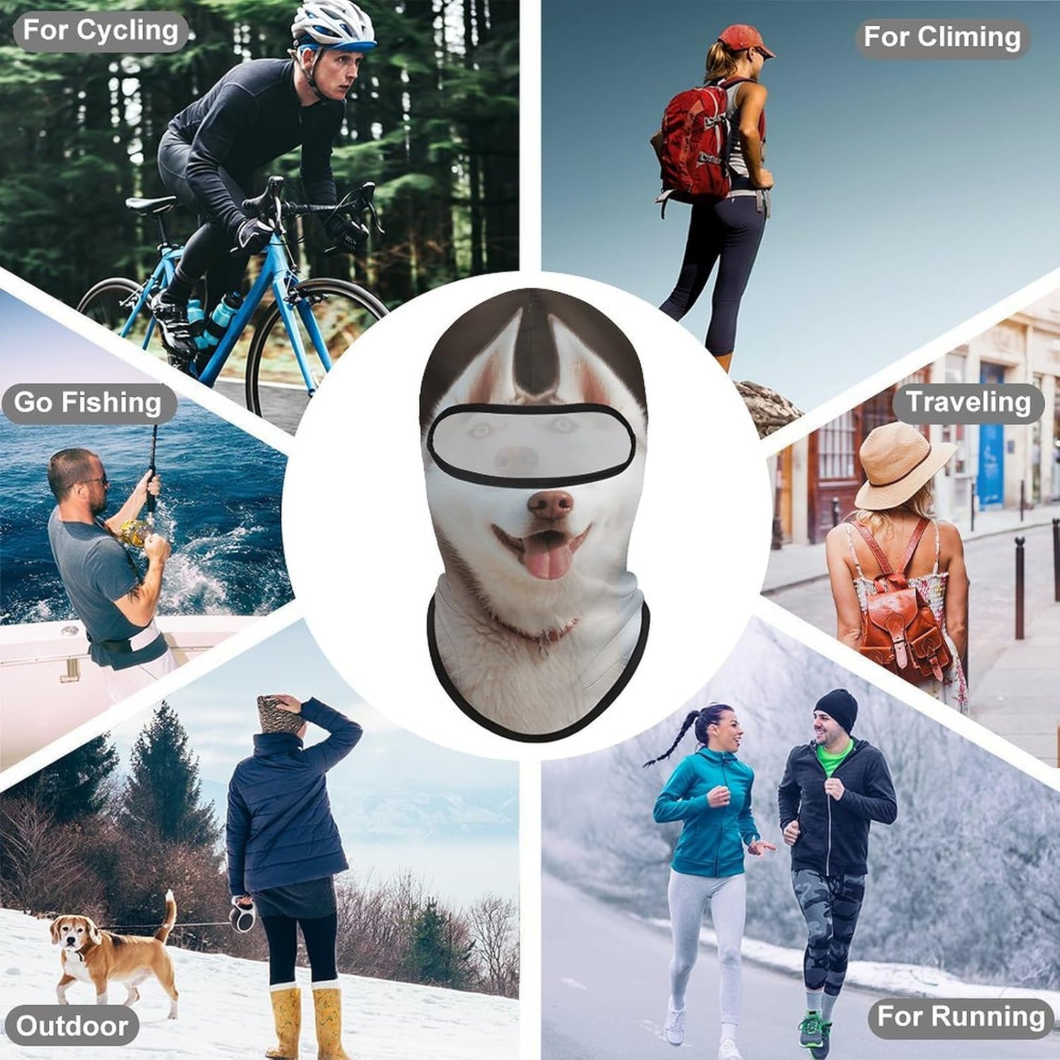 Balaclava Face Mask for Men Women Sun Protection Full Face Cover | Breathable Husky Piquant Dog Full Face Mask Windproof Ski Mask Motorcycle Helmet Lining for Outdoor Sport Cycling