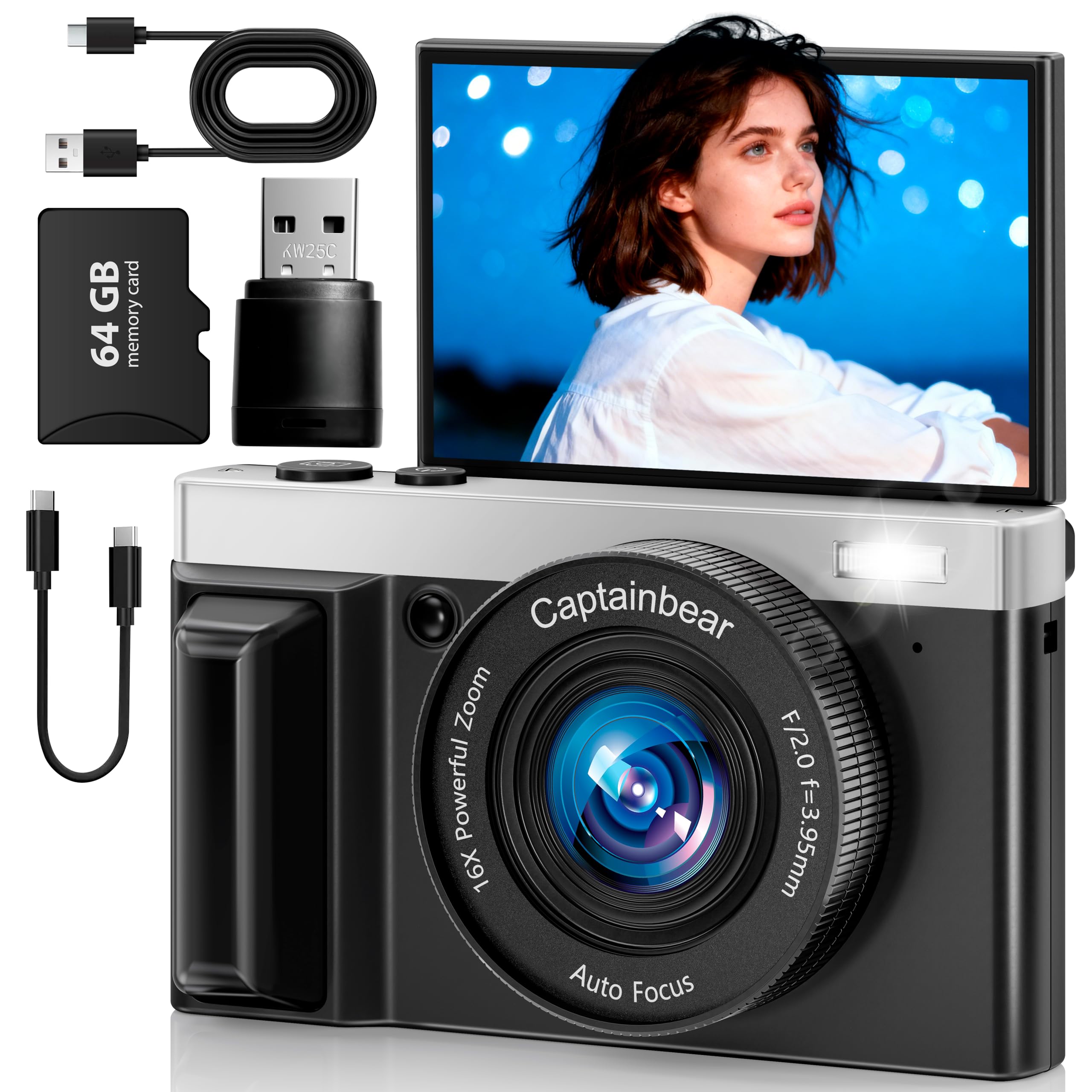 Cámara Digital 4K WiFi 64MP Con Pantalla Giratoria - Ideal Para Vlogs Y Selfies