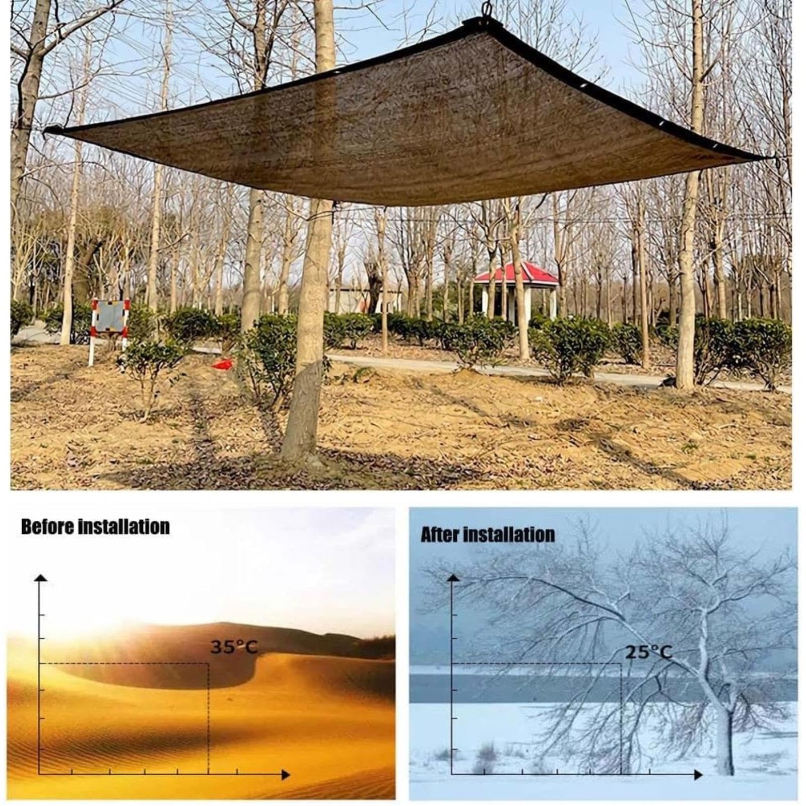 90% ochrony, zewnętrzna siatka siatkowa, oddychająca tkanina z przelotkami, do szklarni, tarasów i roślin, 6 m x 9 m