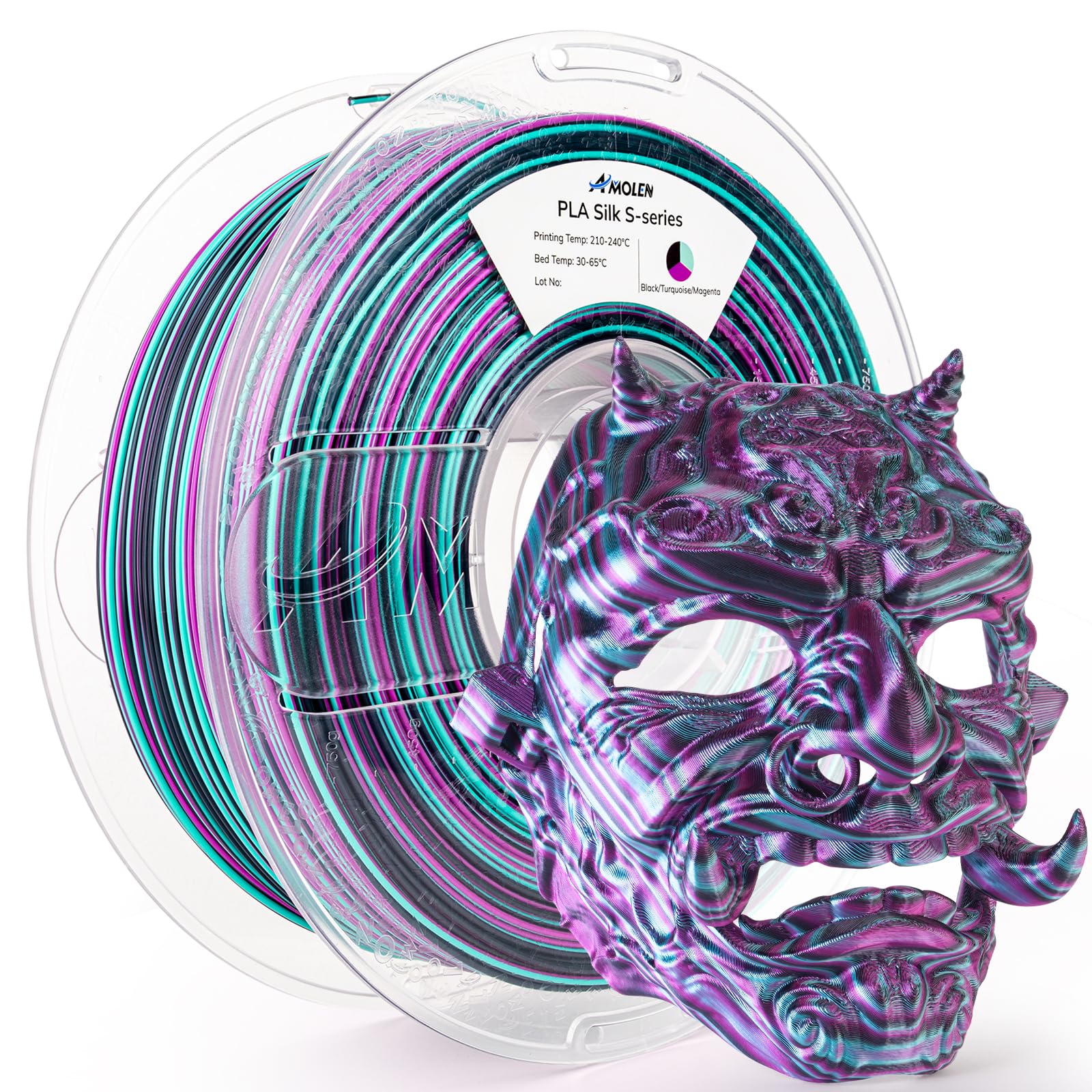 AMOLEN Silk PLA 3D Printer Filament, Shiny Multicolor Rainbow PLA Filament 1.75mm, Fast Color Change PLA 3D Printing Filament for Most FDM 3D Printer,