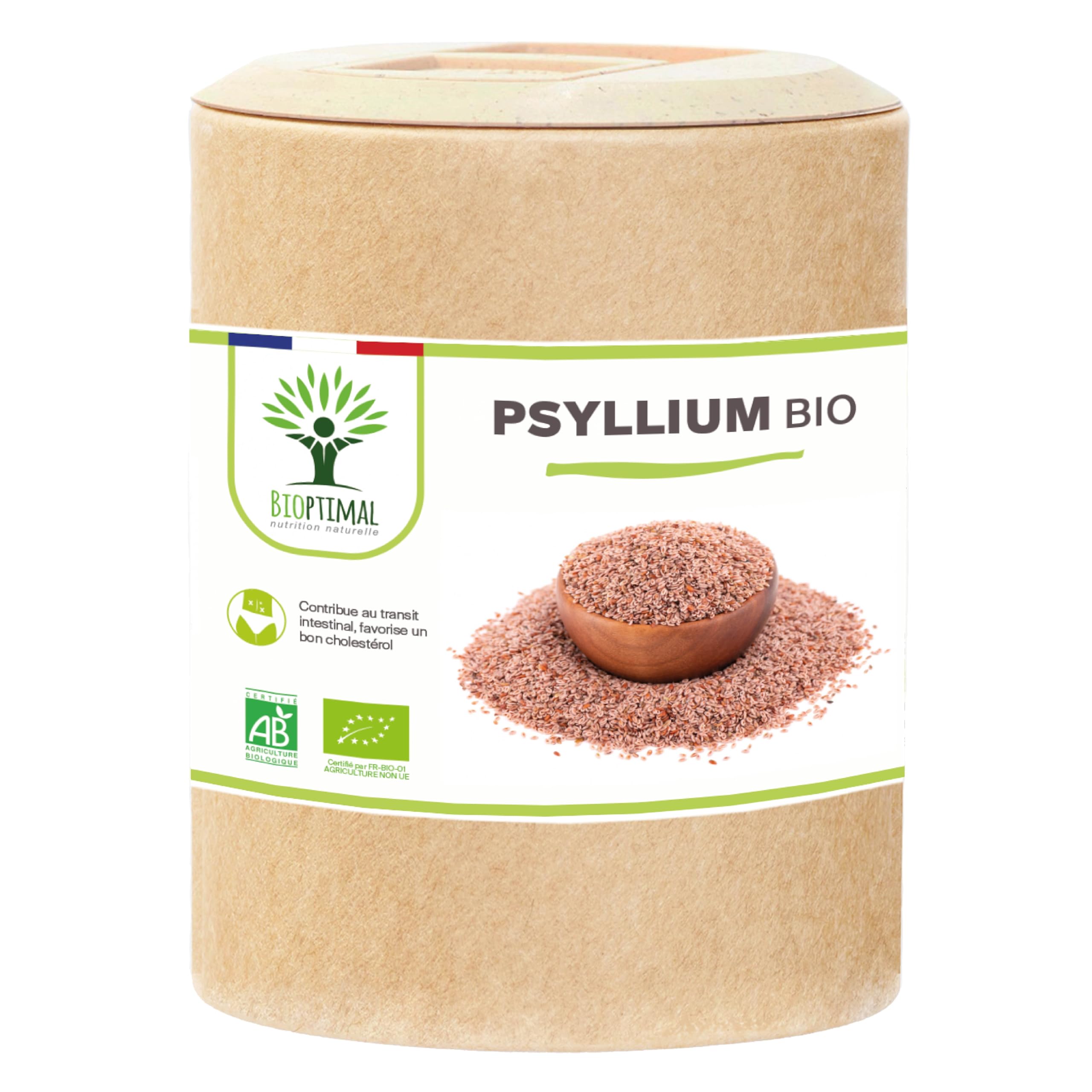 Psyllium Blond Bio - Teguments D'ispaghul - Husk Powder - Riche en Fibres - Digestion Transit Coupe Faim - 320 mg/​Gélule - Origine Inde - Fabriqué En France - Certifié Ecocert - 200 Gélules