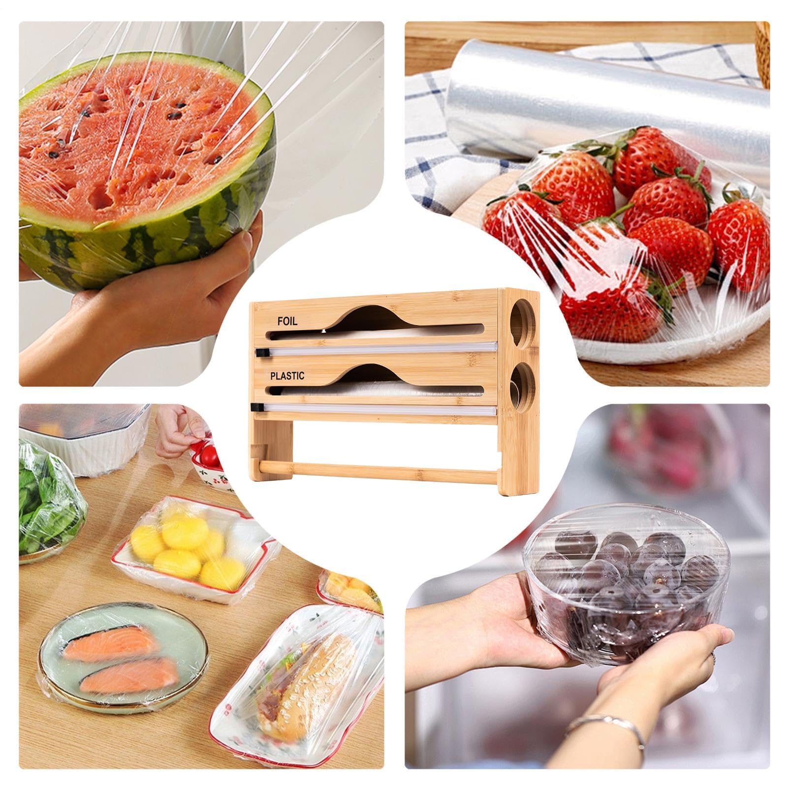 Dispensador de película Adhesiva, Organizador de Cajas Cortadas en la Pared, Almacenamiento en el hogar montado en la Pared, para Papel de Aluminio, Armario de Cocina, refrigerador, comestibles, ho B