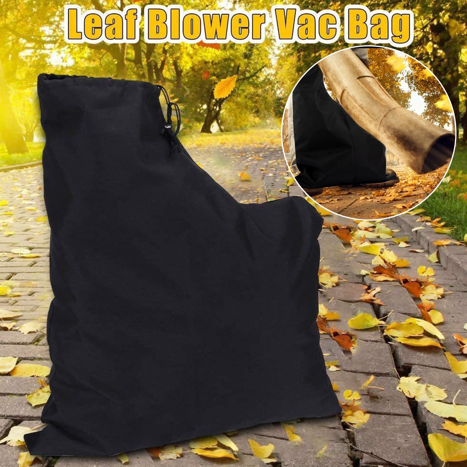 Sacco Aspirafoglie Per Soffiatore - Tessuto Oxford Impermeabile, Cerniera E Coulisse Regolabile, 64x45 Cm - Foto 4