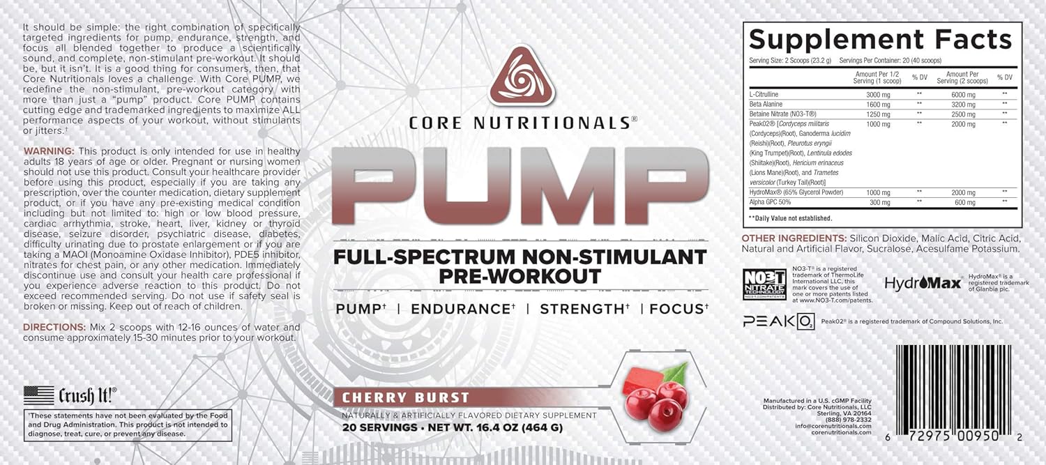 Amazon Com Core Nutritionals Fury Platinum Pre Workout Intensifier With 375mg Caffeine 5g Creatine Monohydrate 6g L Citruline For Maximum Pump Power Focus And Energy 20 Servings Black Lightning Health Household