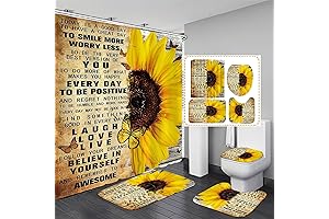 AZHM Inspirational Sunflower Bathroom Rug Set