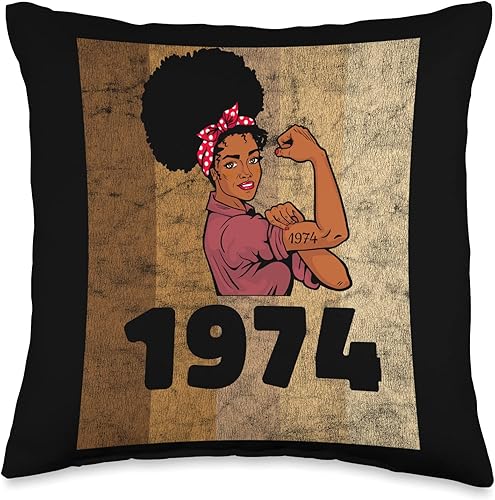 Black Pride Melanin Queen African American Gifts Vintage 1974 edición limitada 49 cumpleaños afro para niñas y mujeres 16 x 16 pulgadas multicolor