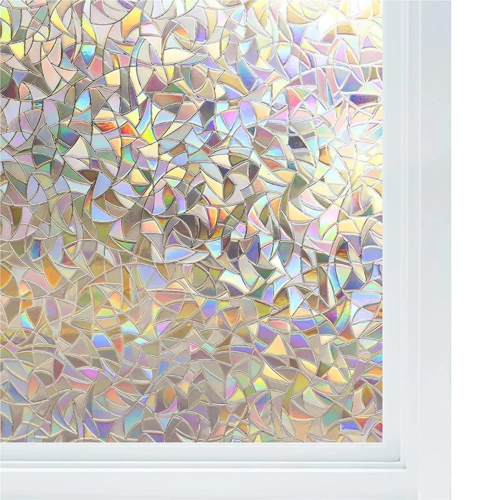 Window Film Privacy Window Privacy Film Rainbow Static Cling Stained Glass Covering Sticker Non-Adhesive Removable Reflective for Home(30x200cm)