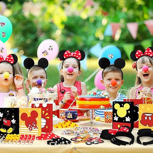 Miniatura 2 de Suministros de recuerdos de fiesta de cumpleaños de ratón regalos de decoración de fiesta de niños de dibujos animados incluyen 12 diademas, 12