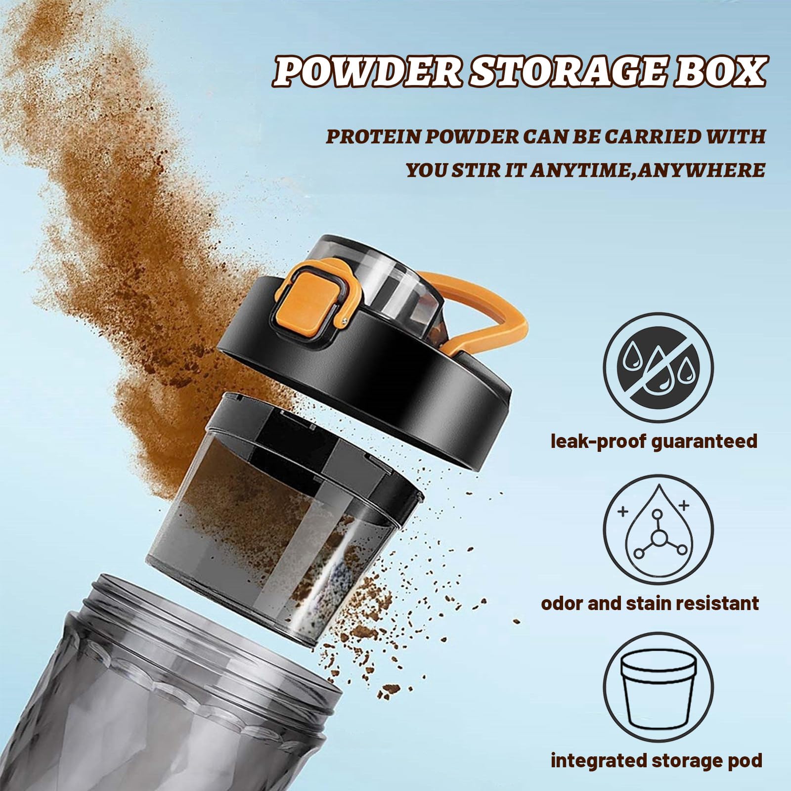 flintronic Bottiglia per Shaker per Proteine, 650 ml Shaker per Proteine Elettrico, Tazze Shaker Ricaricabili USB, Protein Shaker Bottle con Vano Portaoggetti, Senza BPA, per Frullati Proteici