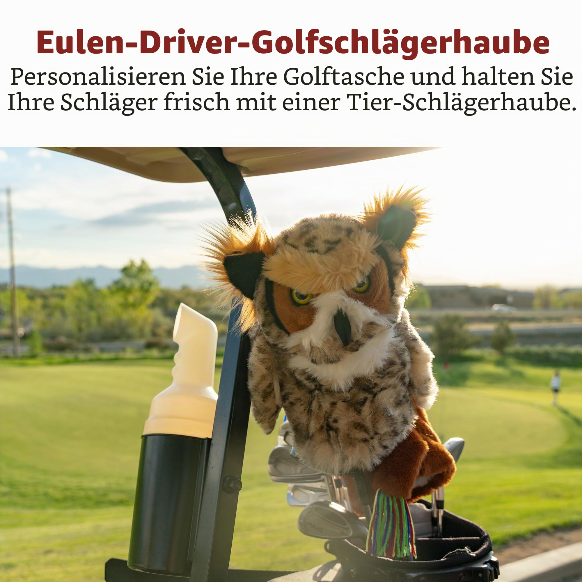 Daphne's Golfschlägerhaube, Eulen-Design, Braun