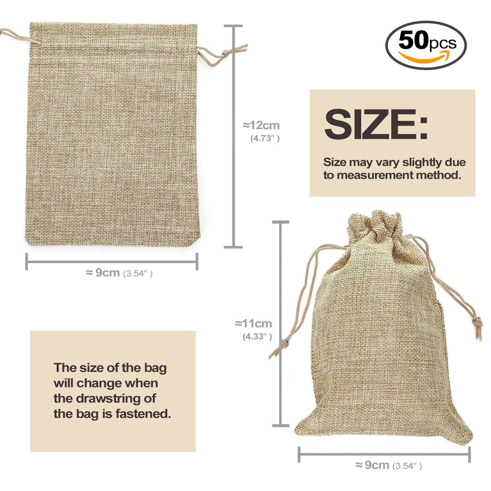 12 Pochons En Jute 7x9cm - Sacs Cadeaux Avec Cordon, Toile De Lin - Pour Bijoux, Friandises, Artisanat