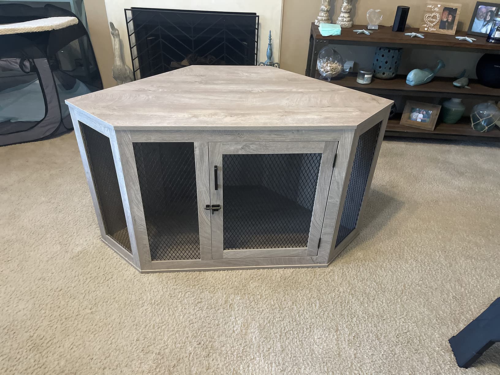 27/mo Finance unipaws Furniture Corner Dog Crate with Cushion, Dog