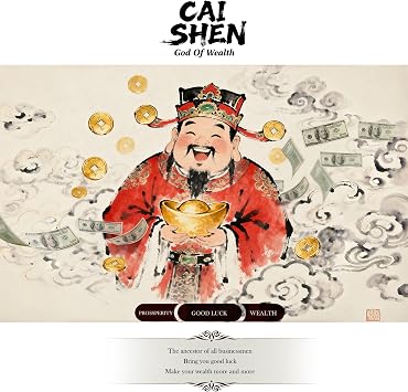 CAI Shen Statue, Solid Brass Caishen, God of Fortune, God of Wealth Craftsmanship, Feng Shui Decor for Home and Office Lucky Charm, Wealth Attraction Decor, Feng Shui Gift