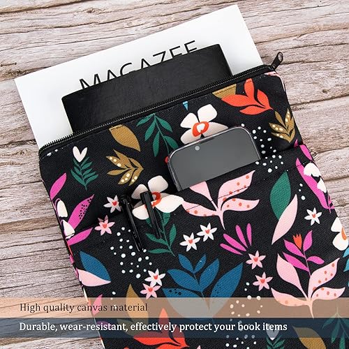 Miniatura 3 de Funda para libros protector de libros estampado floral con cremallera tela lavable para adolescentes y adultos amantes de los libros profesores