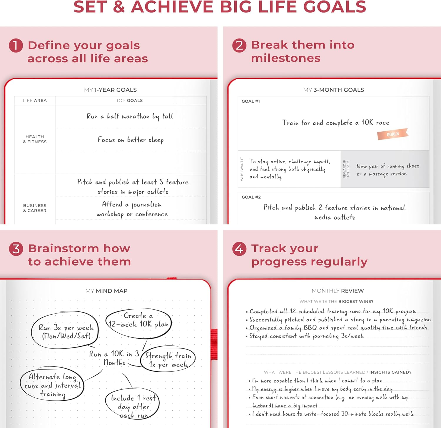 Clever Fox Planner Schedule – Undated Weekly & Monthly Life Planner with Time Slots, Appointment Book & Daily Organizer, A5 (Red)
