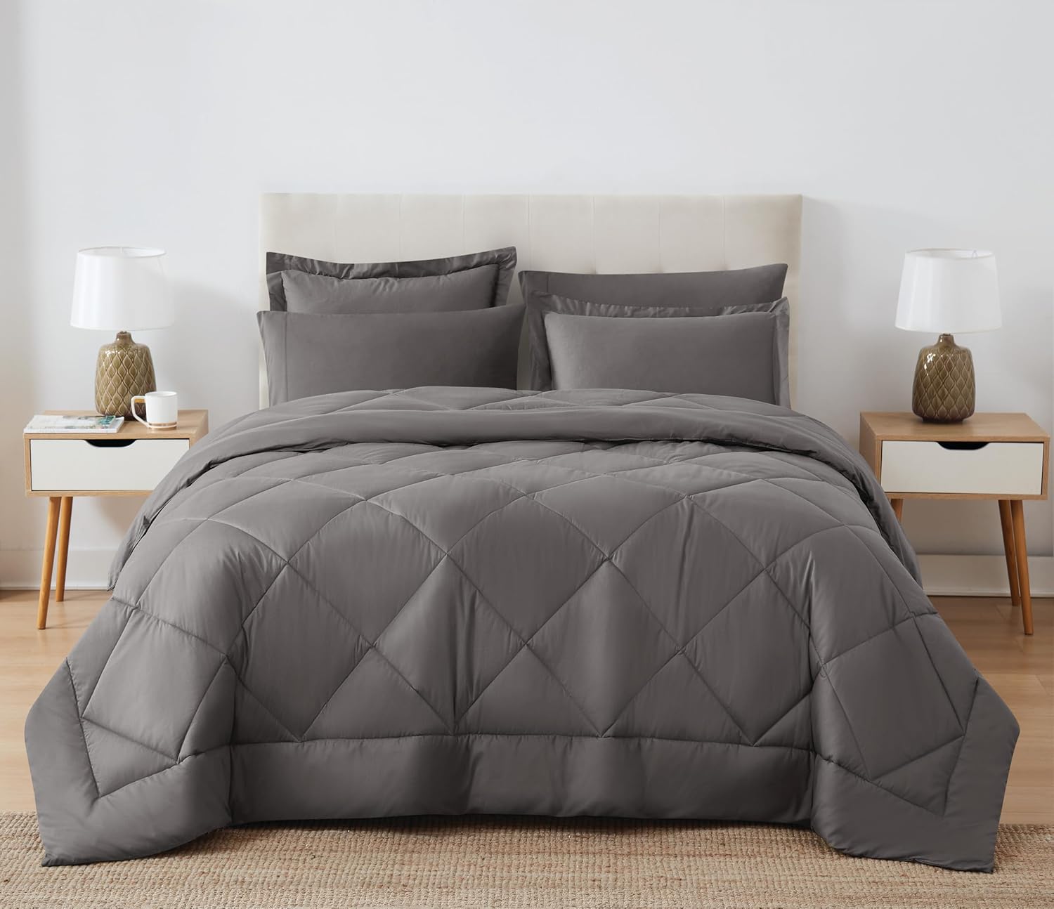 CANNON Solid Oversized Percale Grey Full/Queen 3 Piece Comforter Set