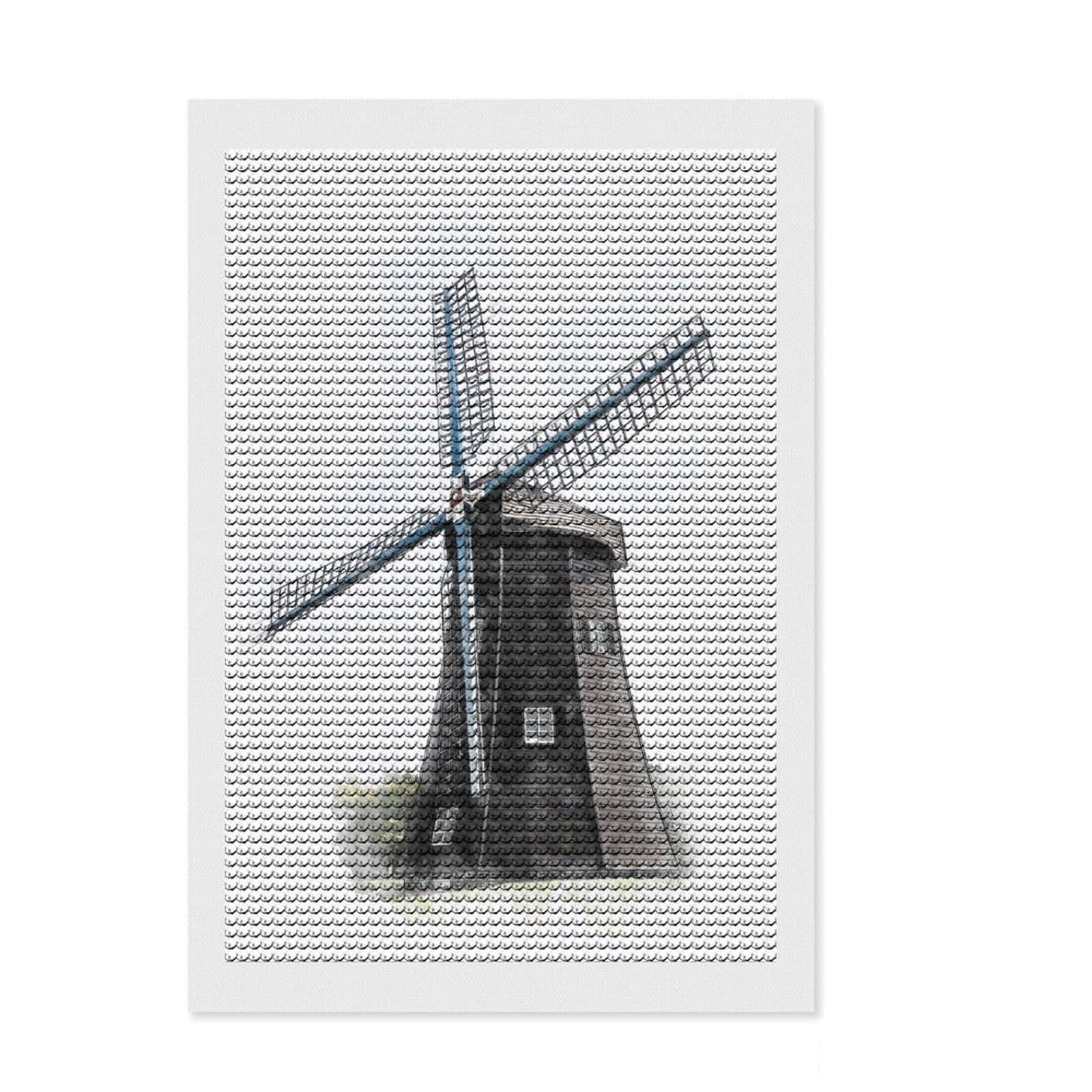 Junmoney Windmill DIY Diamond Art Canvas Kit 8"x12", Sparkling Crystal Beads, Modern Decor, Boho Decor, Christmas Gift