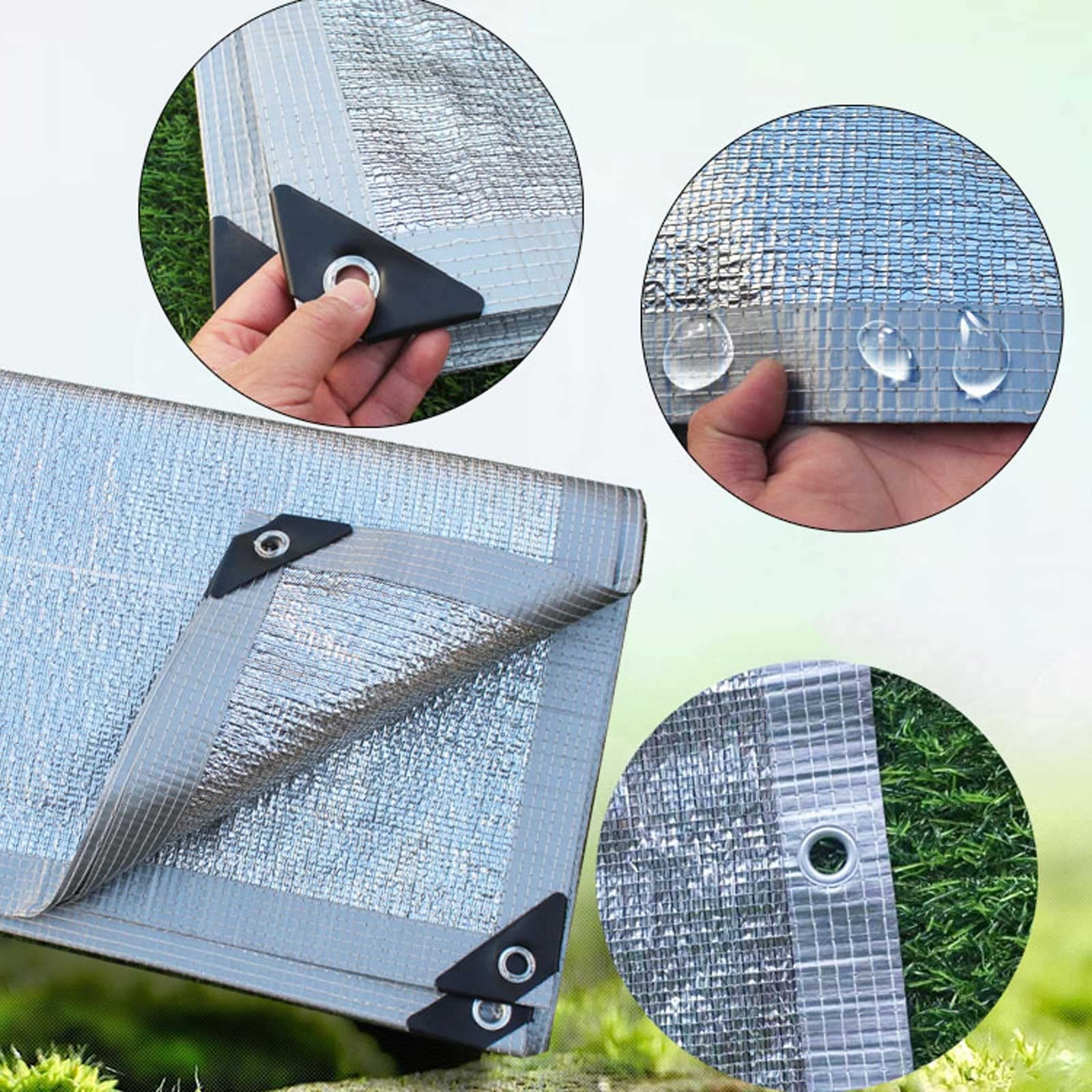 99% aluminiowy, zacieniony materiał do samochodów, psów i roślin, srebrny, 3 x 9 m, z przelotkami, osłona do ogrodu, na patio, szklarnię, zadaszenie, pergolę i budy