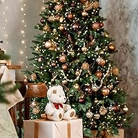 Vista 4 de WILLBOND Cuentas de árbol de Navidad de 50 pies, guirnalda de perlas artificiales, rollo de cuentas de plástico para árbol de Navidad, boda, Negro