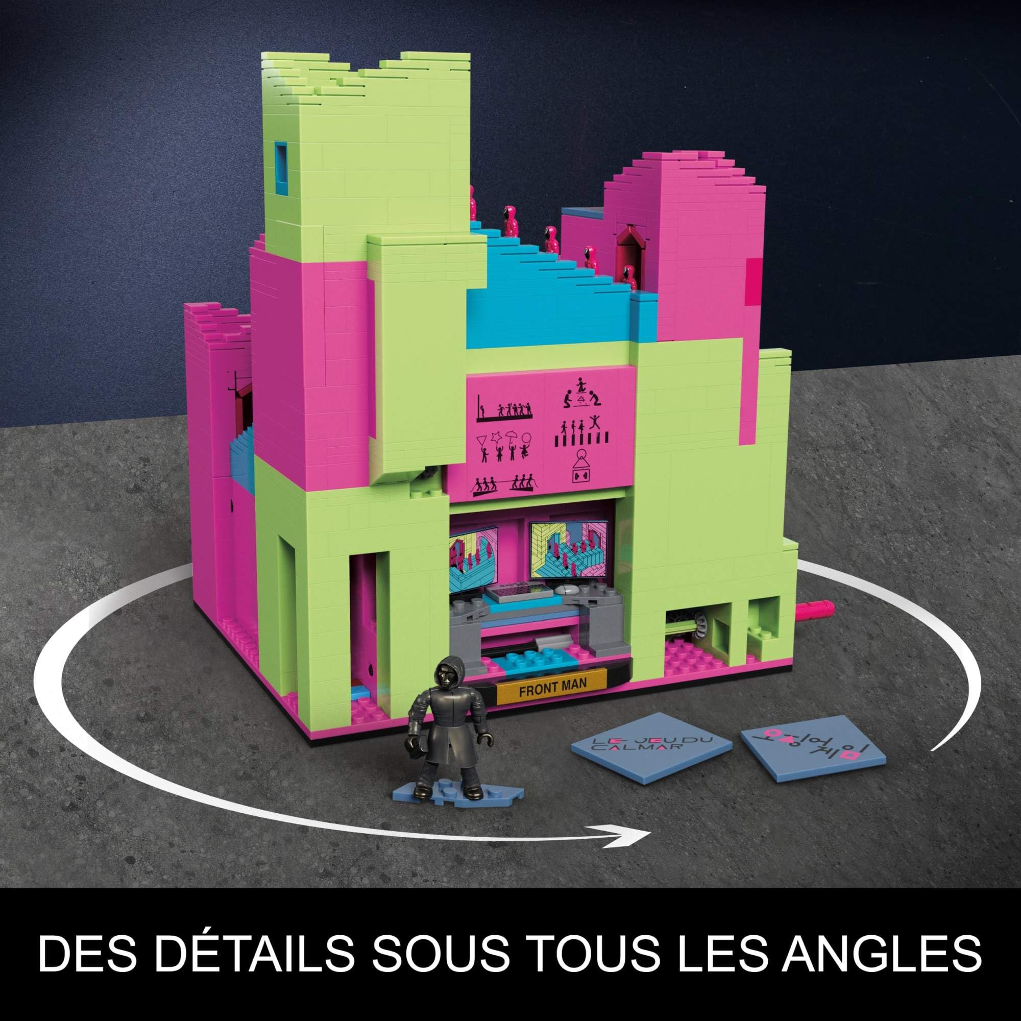 MEGA L’Escalier de Squid Game Coffret de construction de 1 707 pièces avec figurine articulée, pour collectionneurs, HYL45