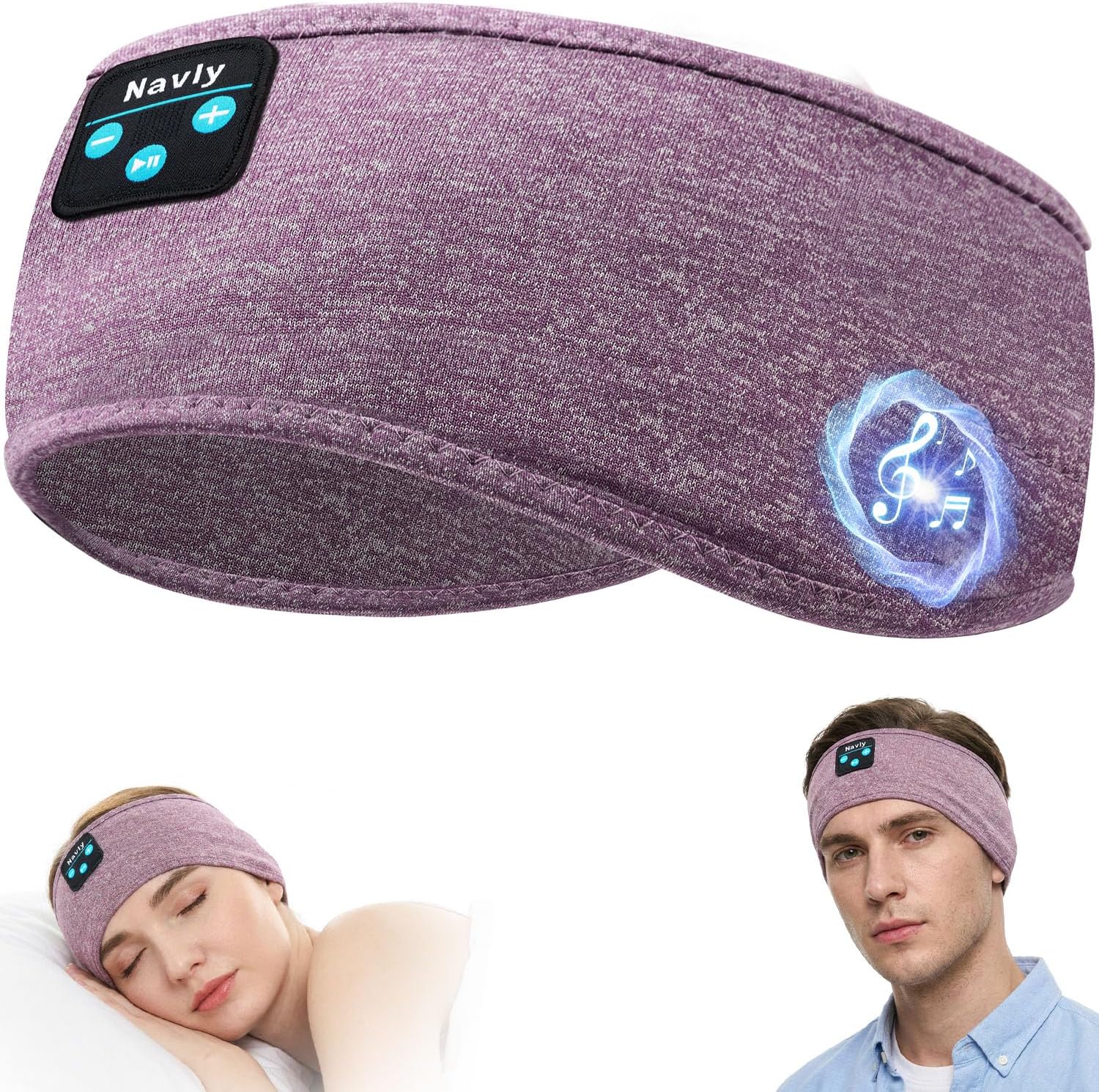 Navly Bluetooth Headband Headphones, Ultra-Long Play Time Sleeping Headphones with Built-in HD Hi-Fi Speakers, Perfect for Workout, Yoga, Travel, Meditation