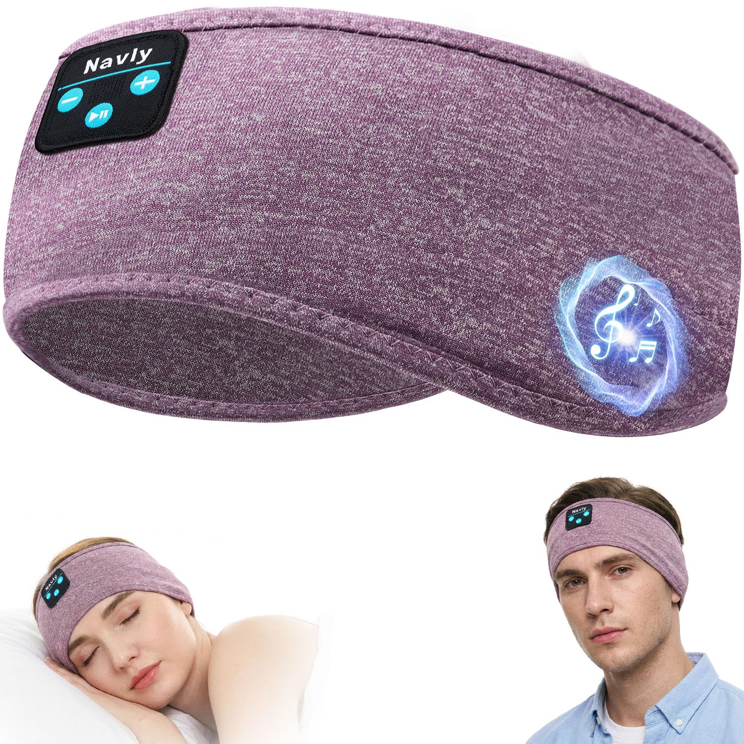 Navly Bluetooth Headband Headphones, Ultra-Long Play Time Sleeping Headphones with Built-in HD Hi-Fi Speakers, Perfect for Workout, Yoga, Travel,