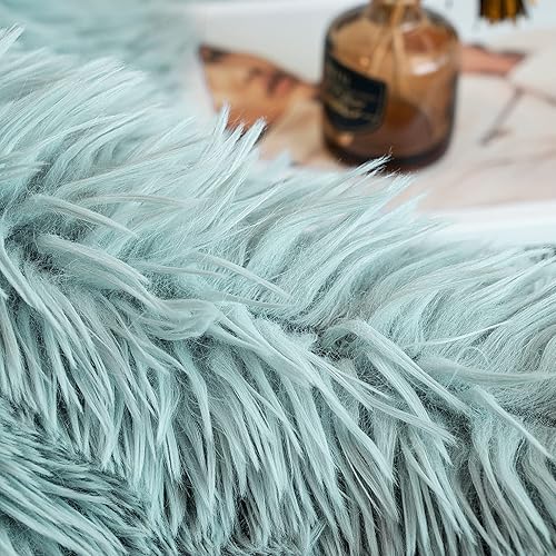 Miniatura 4 de Manta decorativa extragrande de piel sintética esponjosa, tamaño matrimonial de 71 x 80 pulgadas, manta suave y ligera de lujo, acogedora manta