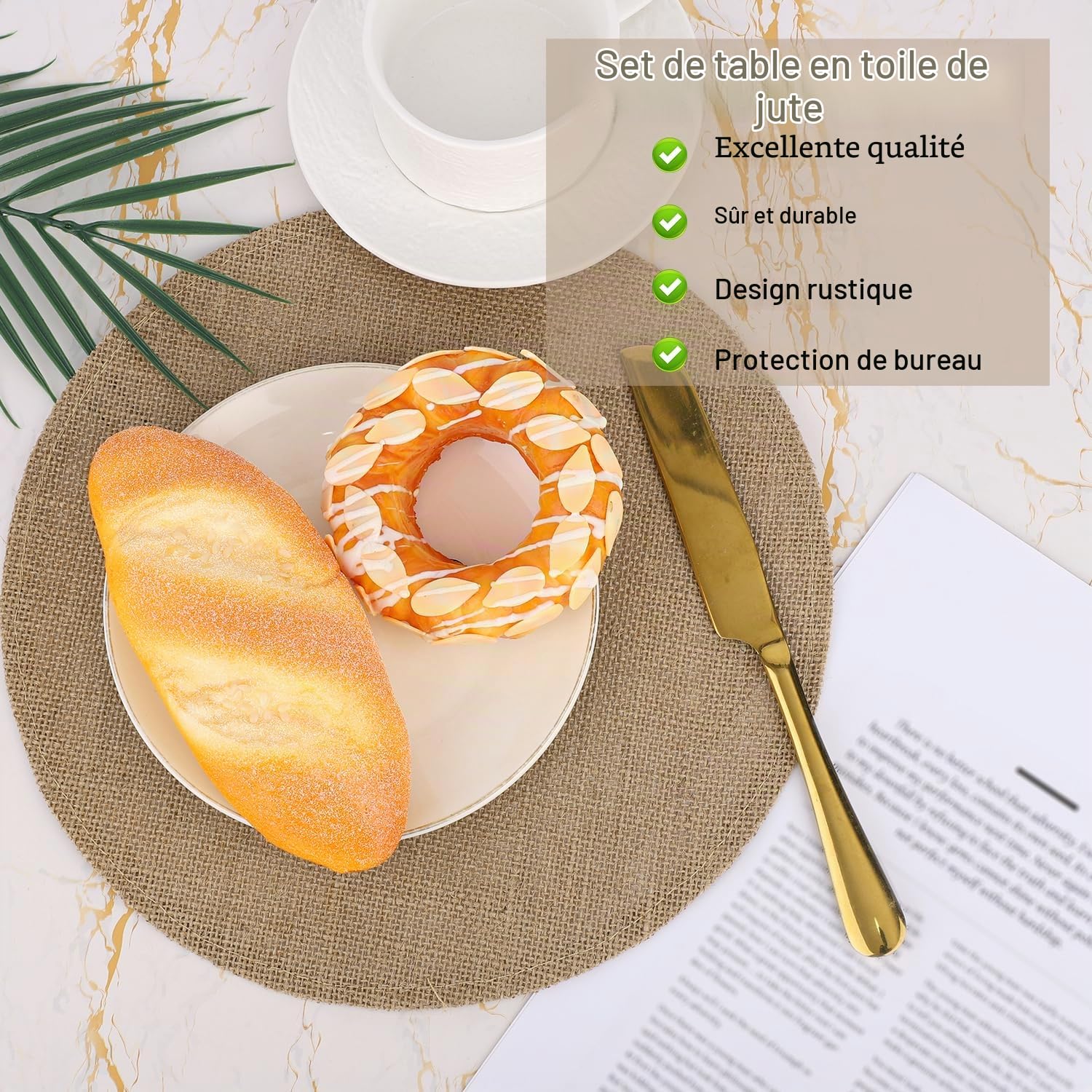 50pcs Sets Table Ronds Toile Jute, 30cm Sets Table Réutilisables Marron Jute Résistants Chaleur Décoration Champêtre pour Mariages Fêtes Dîners Rustiques