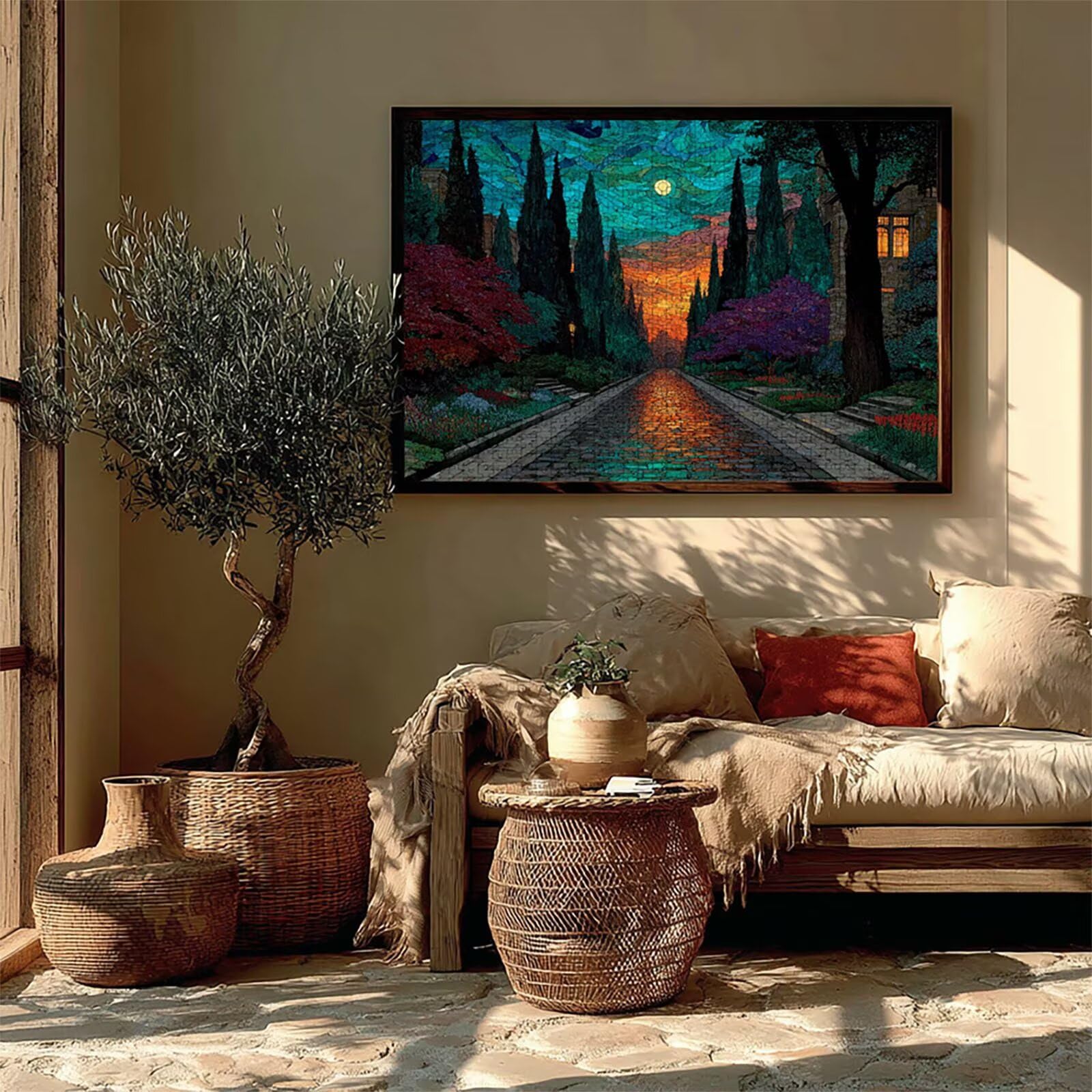 Vue De La Rue Puzzle 2000 pièces Adultes, Puzzle Bois 99x70cm, Adultes Jeu éducatif Défi énigme avec Une Boîte d'emballage Exquise, Jeu Relaxant Détente Collection, Cadeau Fille, (Arbre) 3-2922