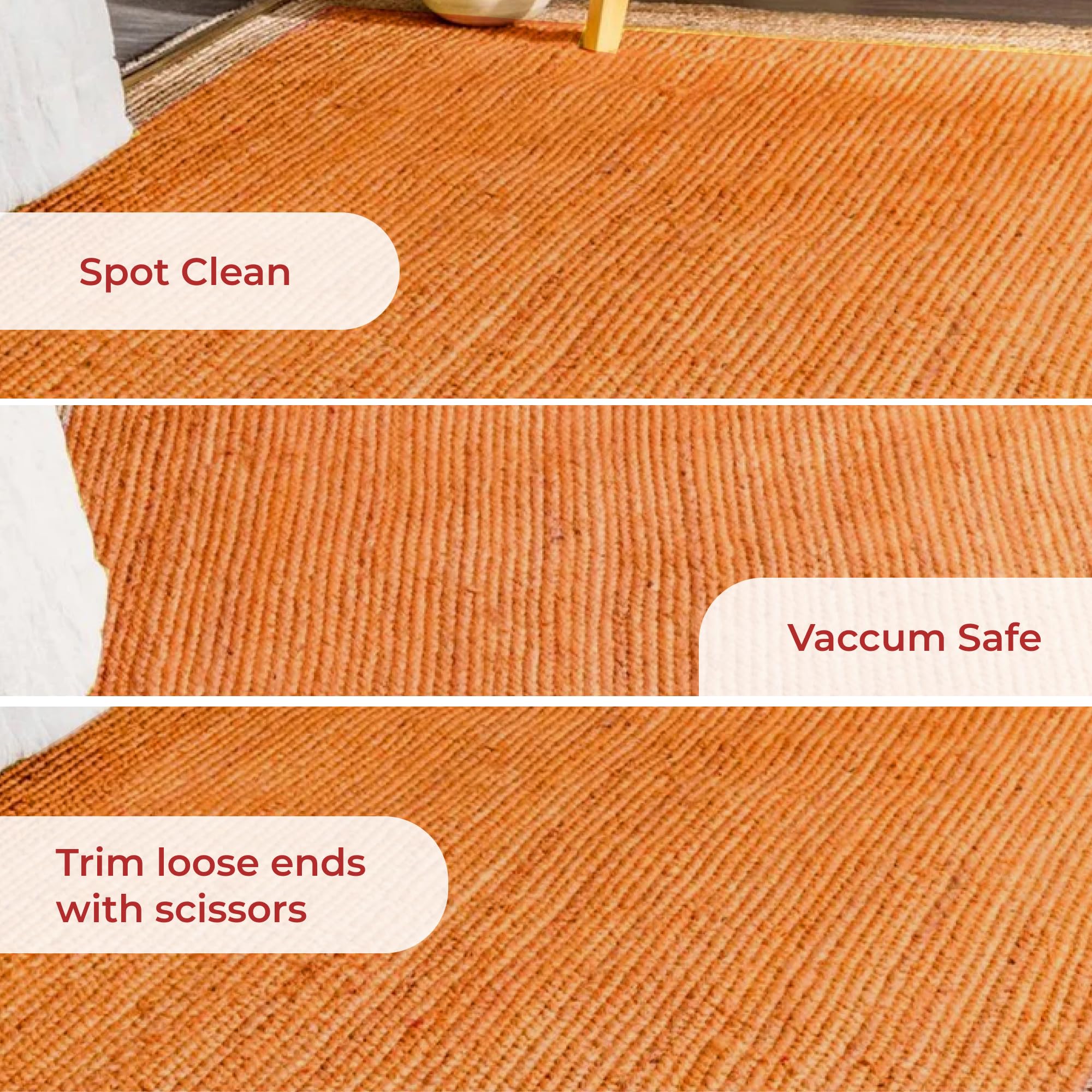 Habere India-All the Cultures Fabricating India Runner for Bedroom | Carpet & Rugs for Living Room | Centre Table Carpet | Jute Floor Mat (Yellow, 5 x 8 ft, Rectangular) 1