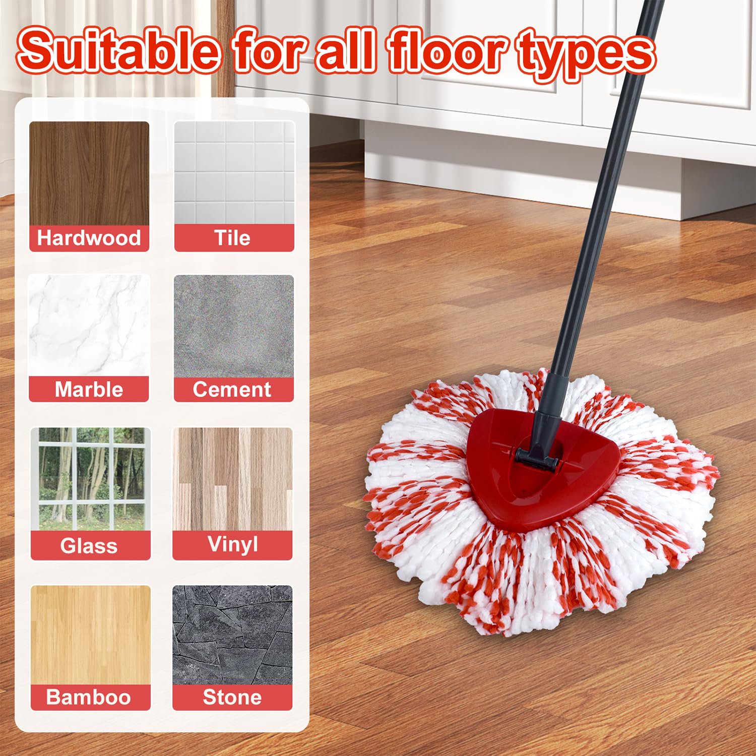 Paquete de 3 recambios mejorados de limpieza profunda compatible con el sistema de fregona y cubeta O Ceda EasyWring Spin Mop y Bucket de microfibra para Oceda Easywring 1 sistema de fregona de giro,