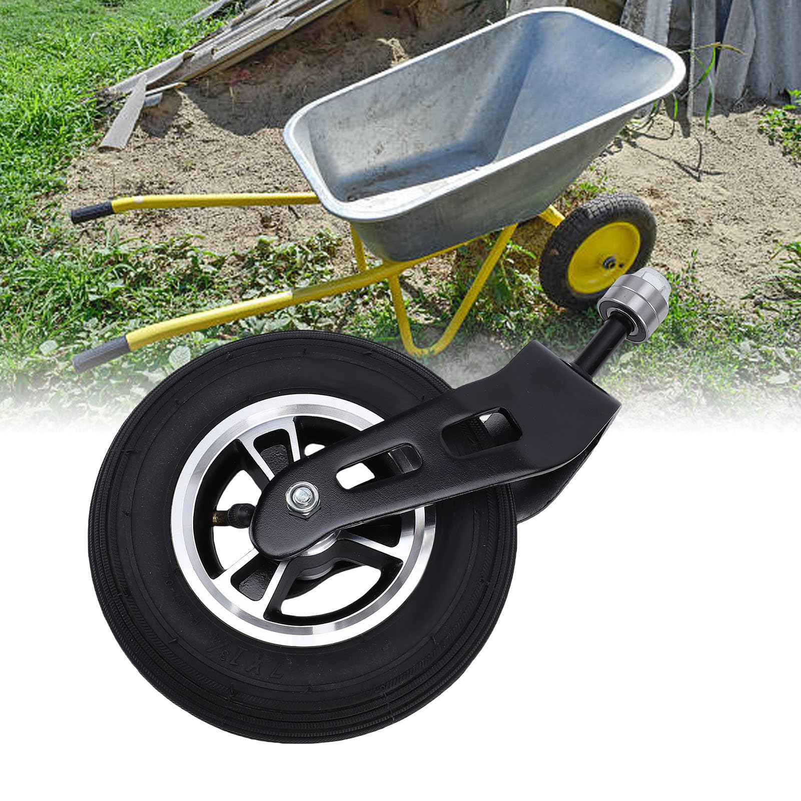 Lenkrollen, Aufblasbares 7-Zoll-Gummirad mit 35 PSI Druck, Hohe Tragfähigkeit, Rutschfestes Design, für Universalwagen und -wagen