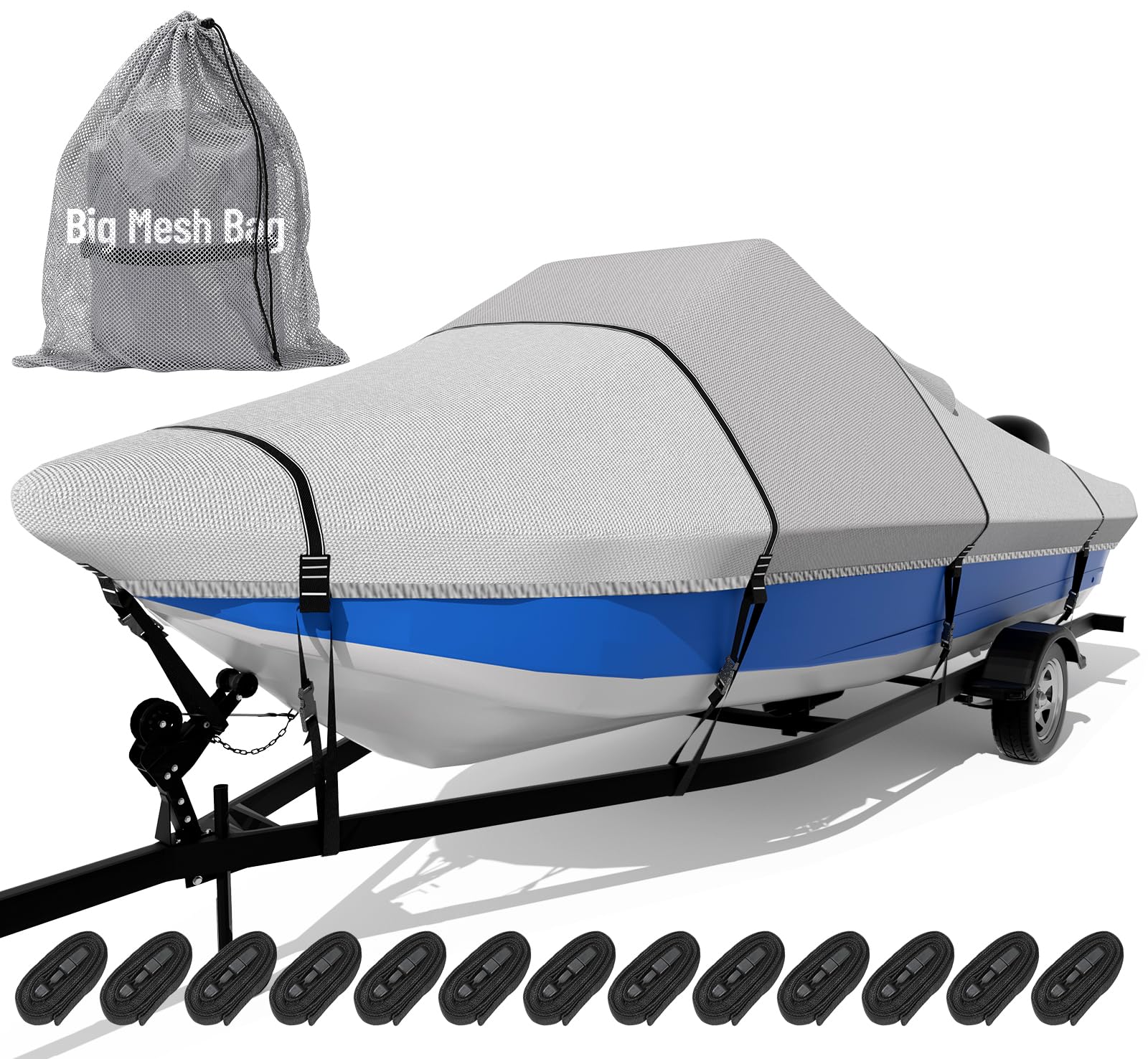 - 1600D+1200D Tearproof Center Console Boat Cover with 2" Wide Loops for Trailering and Mooring - Ultra Durable Waterproof Fits 22-24ft Center Console Boat, with Storage Bag