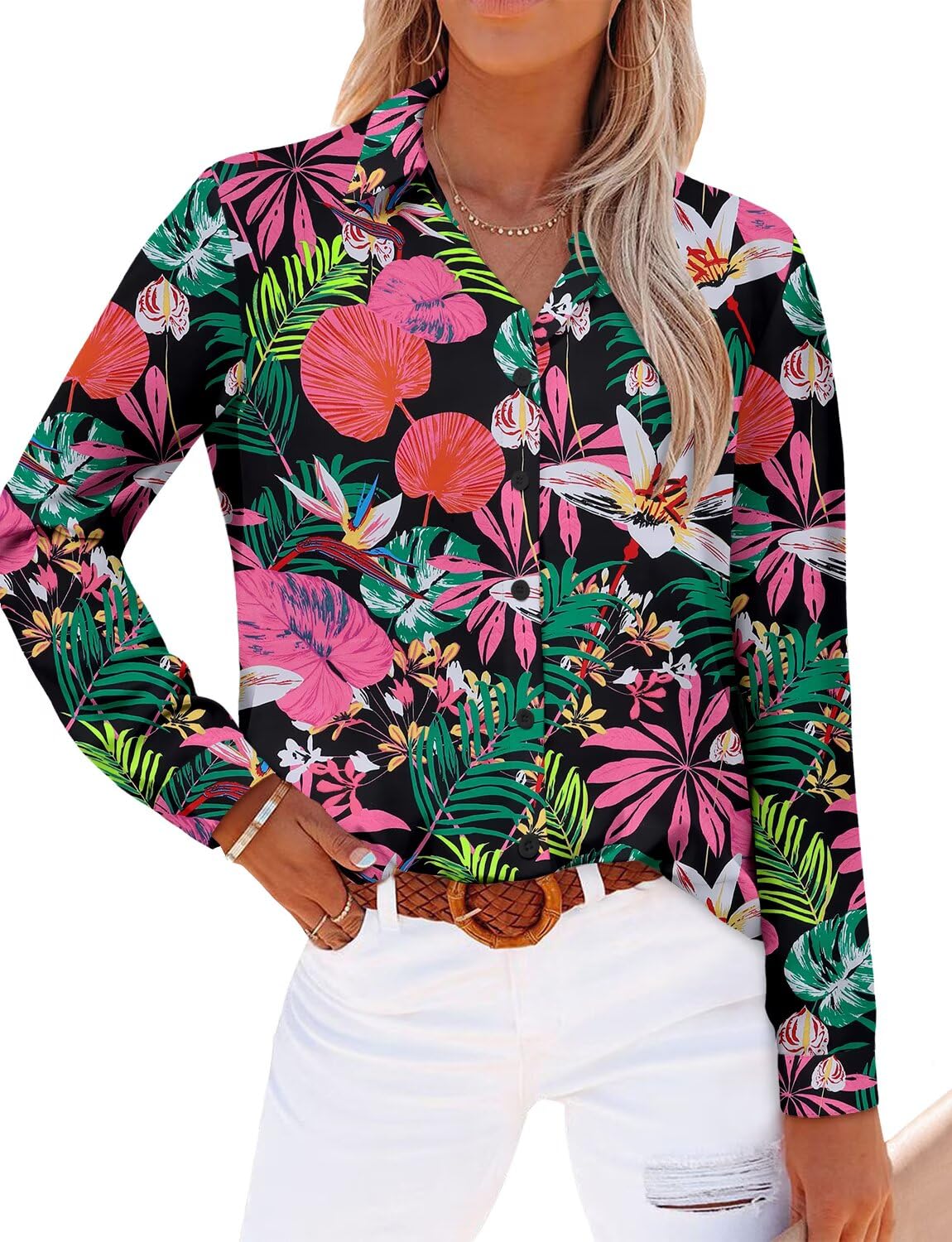 Magritta Women's Shirts Fashion Long Sleeve Tops Button Down Blouses