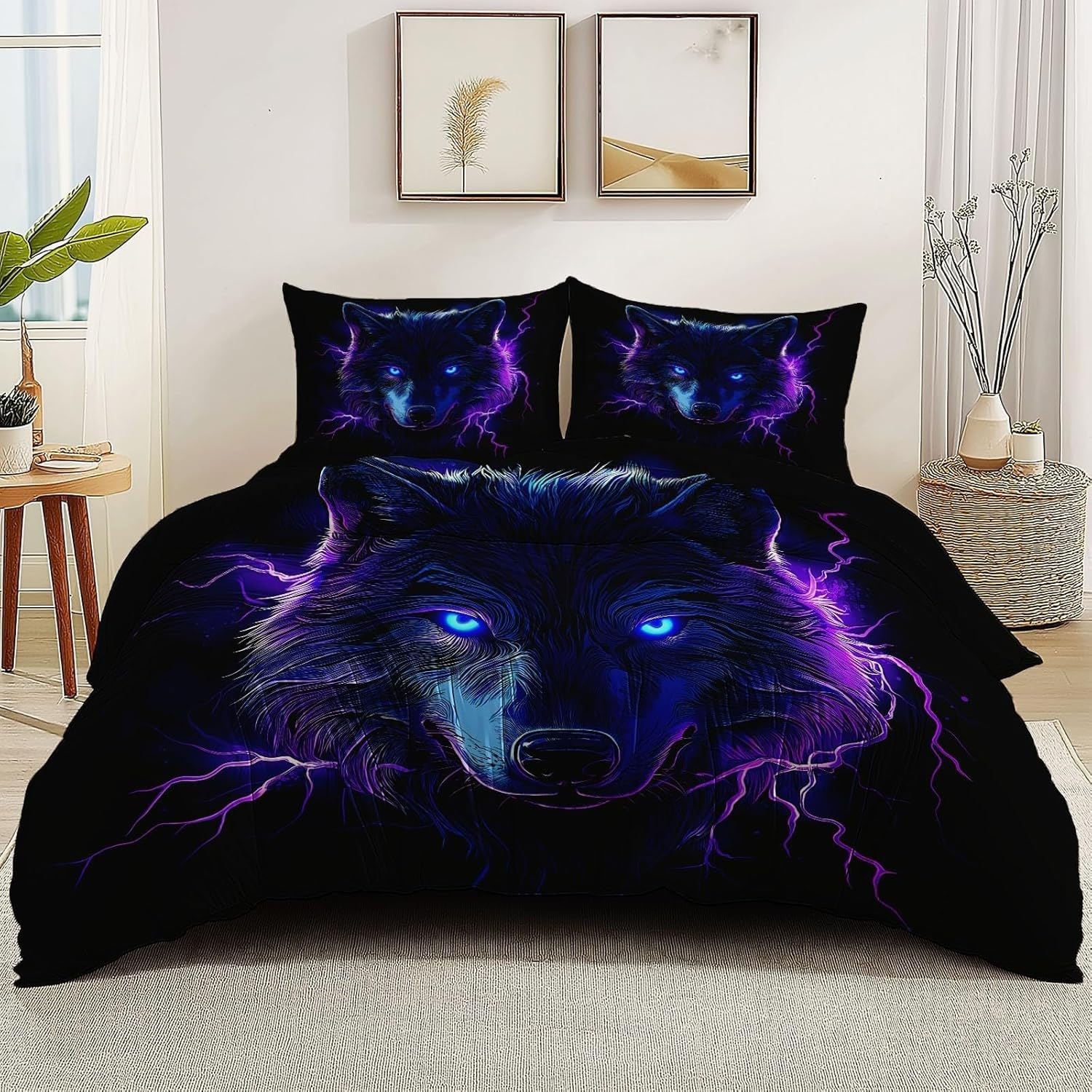 Housse de couette 220x240 loup douce et facile à enfiler avec son zip