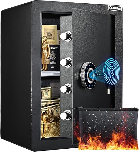 ADIMO - Caja de seguridad con diseño de huellas dactilares, caja fuerte para gabinete de 2.8 pies cúbicos con puerta de apertura automática, caja