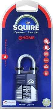 Henry Squire Vulcan 4 Wheel Open Shackle Combination Padlock, 40 mm (Length)