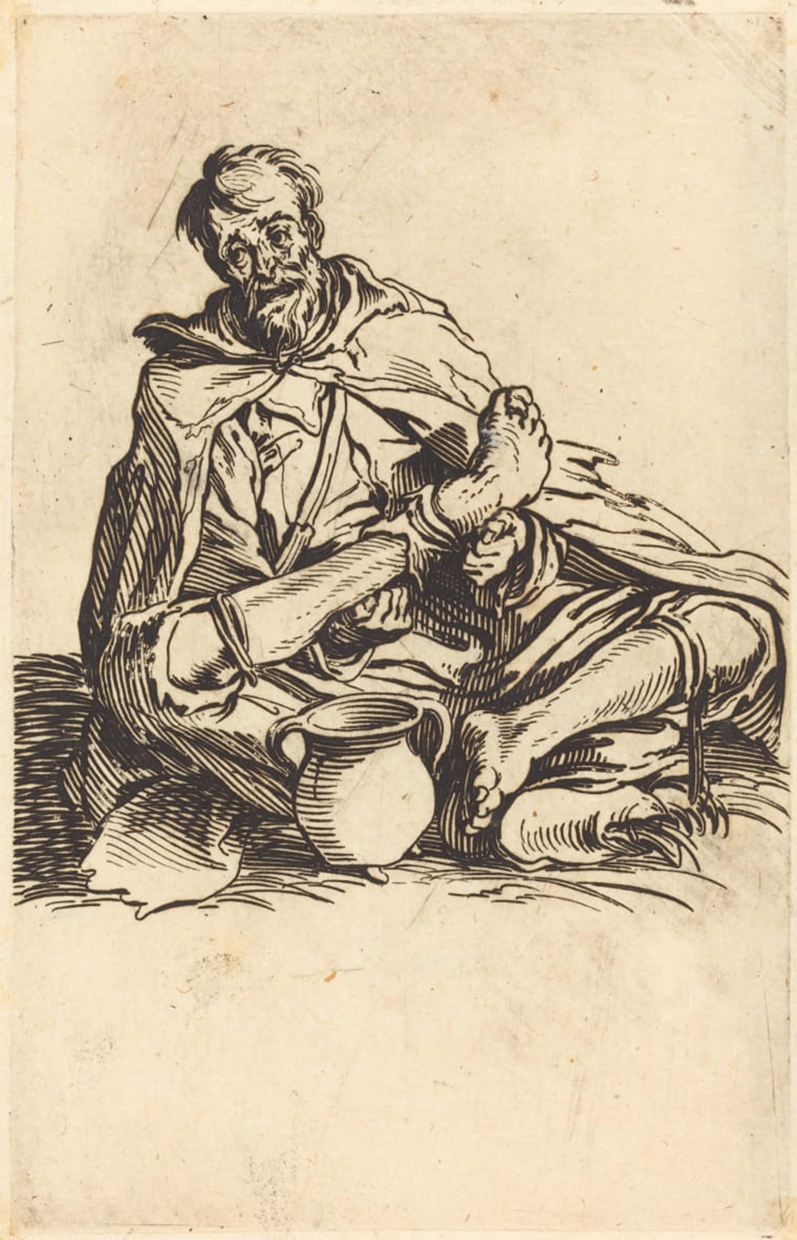 Poster impression tableaux graffiti l'homme malade de Jacques Callot 60x90
