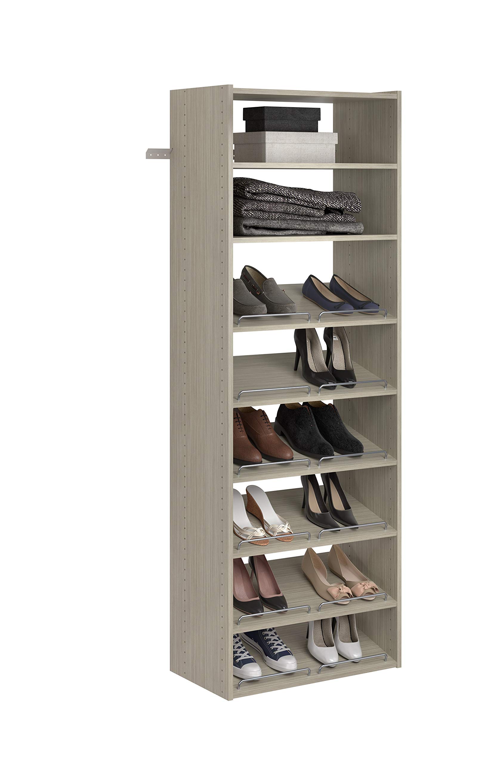 Easy Track PH36-CG Living Essentials Shoe Storage Tower Wood Closet Organizer, Weathered Grey