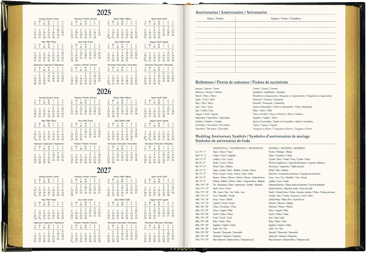 Brownline® 2026 Executive Weekly Planner, Appointment Book, 12 Months, January to December, Sewn Binding, 8.187" x 5.625", Black, Trilingual (CBE507-26)