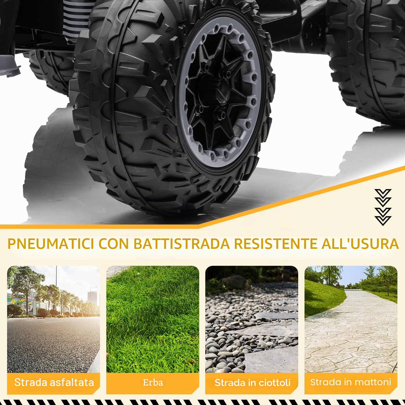 LALAHO Quad elettrico per bambini 12V, veicolo per bambini con fari a LED, musica e clacson, auto elettrica con 4 ruote antiscivolo e avvio lento, per bambini da 3 a 8 anni (nero 1)