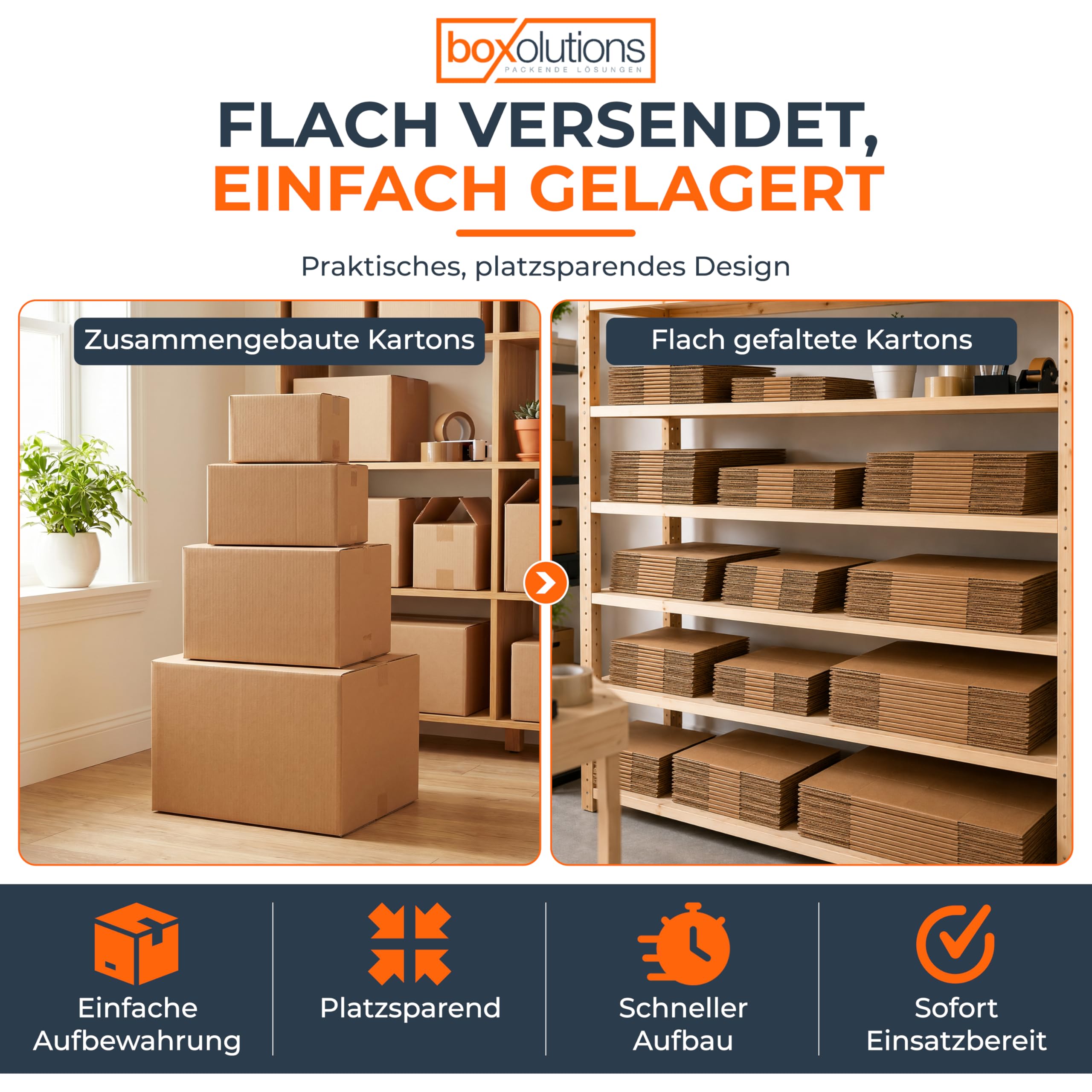Versandkarton 600 x 400 x 400 mm, 1-wellig 1.20 B, brauner Kraftpapier Faltkarton FEFCO 0201, Großkarton für E-Commerce, Privatversand und Organisation