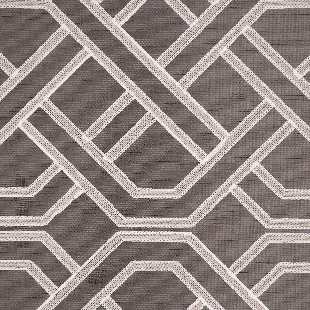 SCHÖNER LEBEN. Panneau japonais aspect batiste brodé Anthracite/gris/blanc 245 x 60 cm