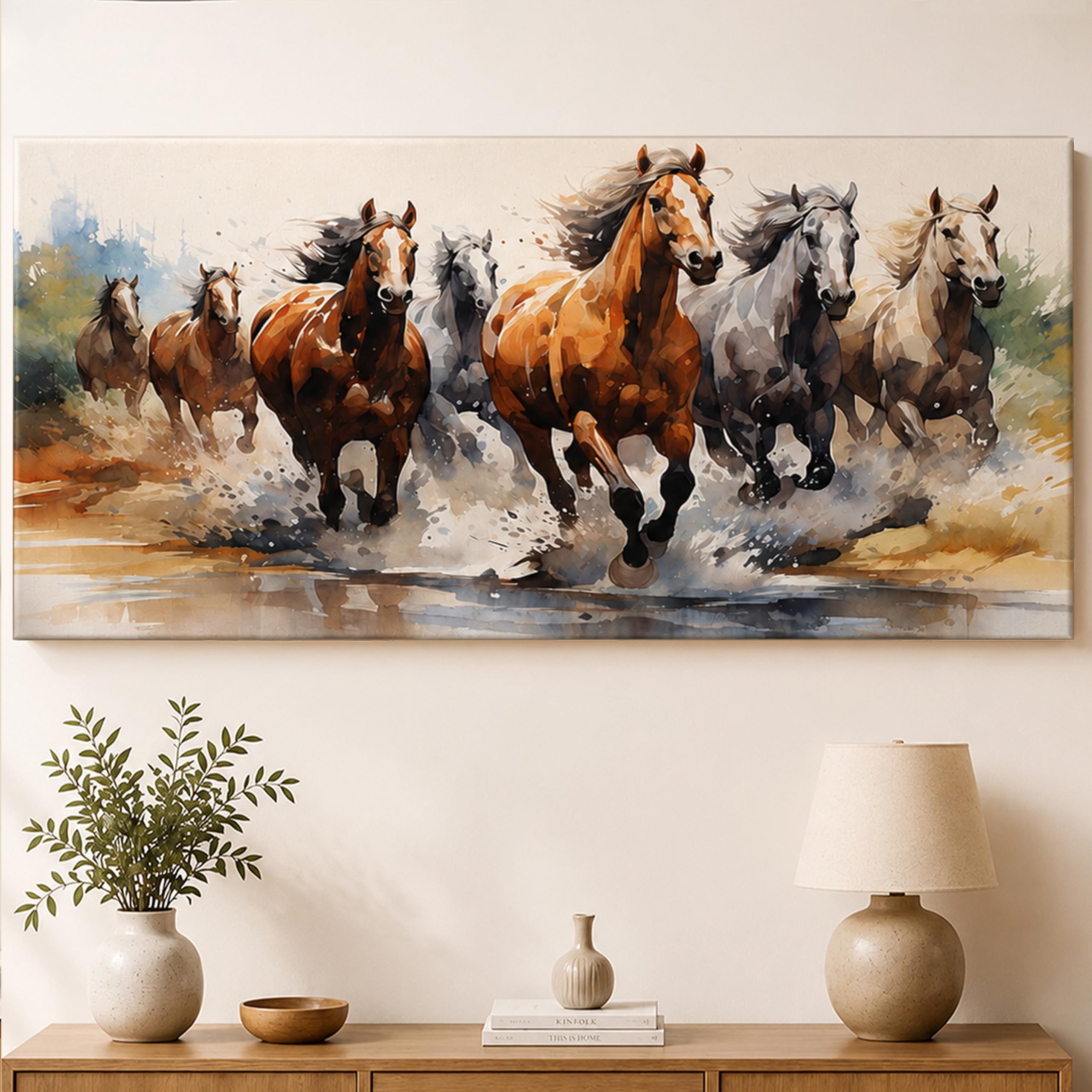 Vastu 7 Running Horses Painting - Luck & Prosperity -28
