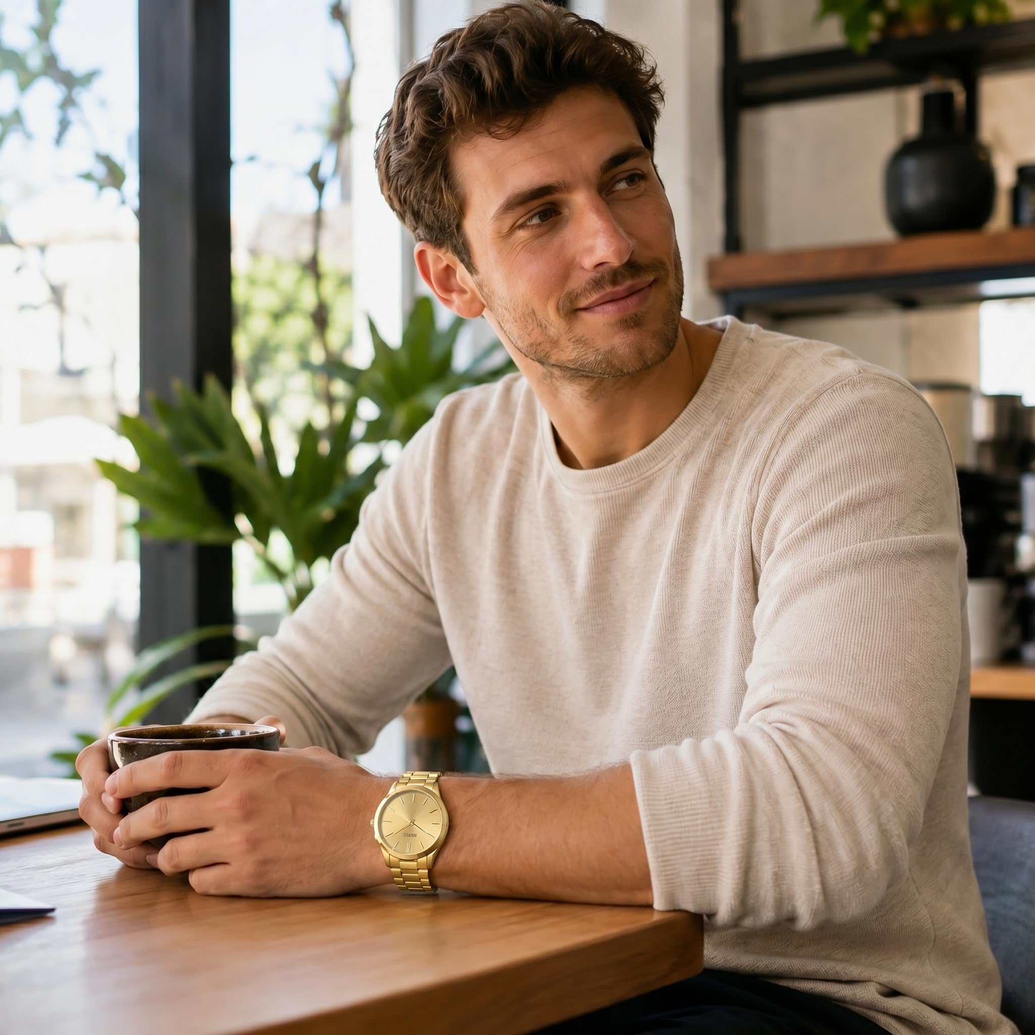 BUREI Herren Uhren 44mm Armbanduhr Herren mit Japanischem Quarzwerk – Minimalistische große Kleideruhr aus Edelstahl | schweres Design | Geschenk für Männer