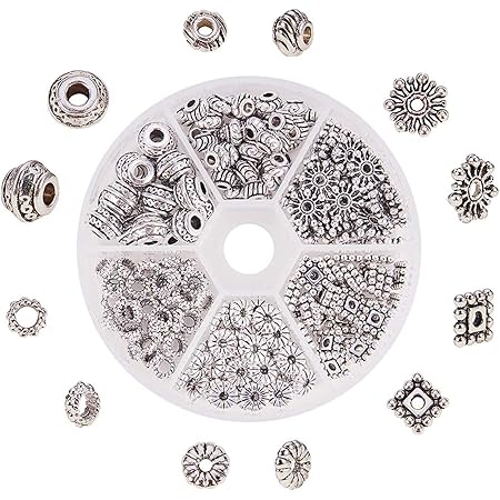 PH PandaHall 100pcs 5 Couleurs Perles D'espacement Tibétaines