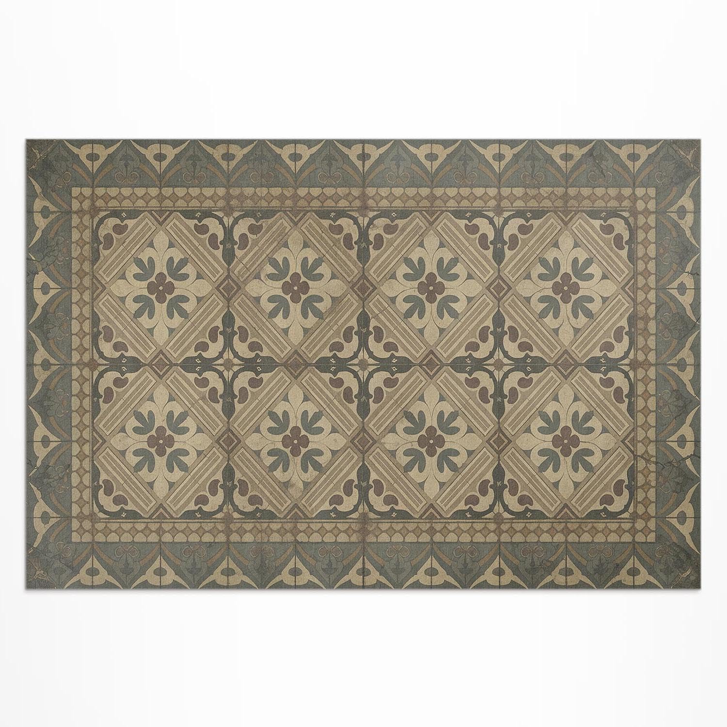 Tapis vinyle extérieur 100x150 cm imperméable rectangulaire à motif symétrique millésime
