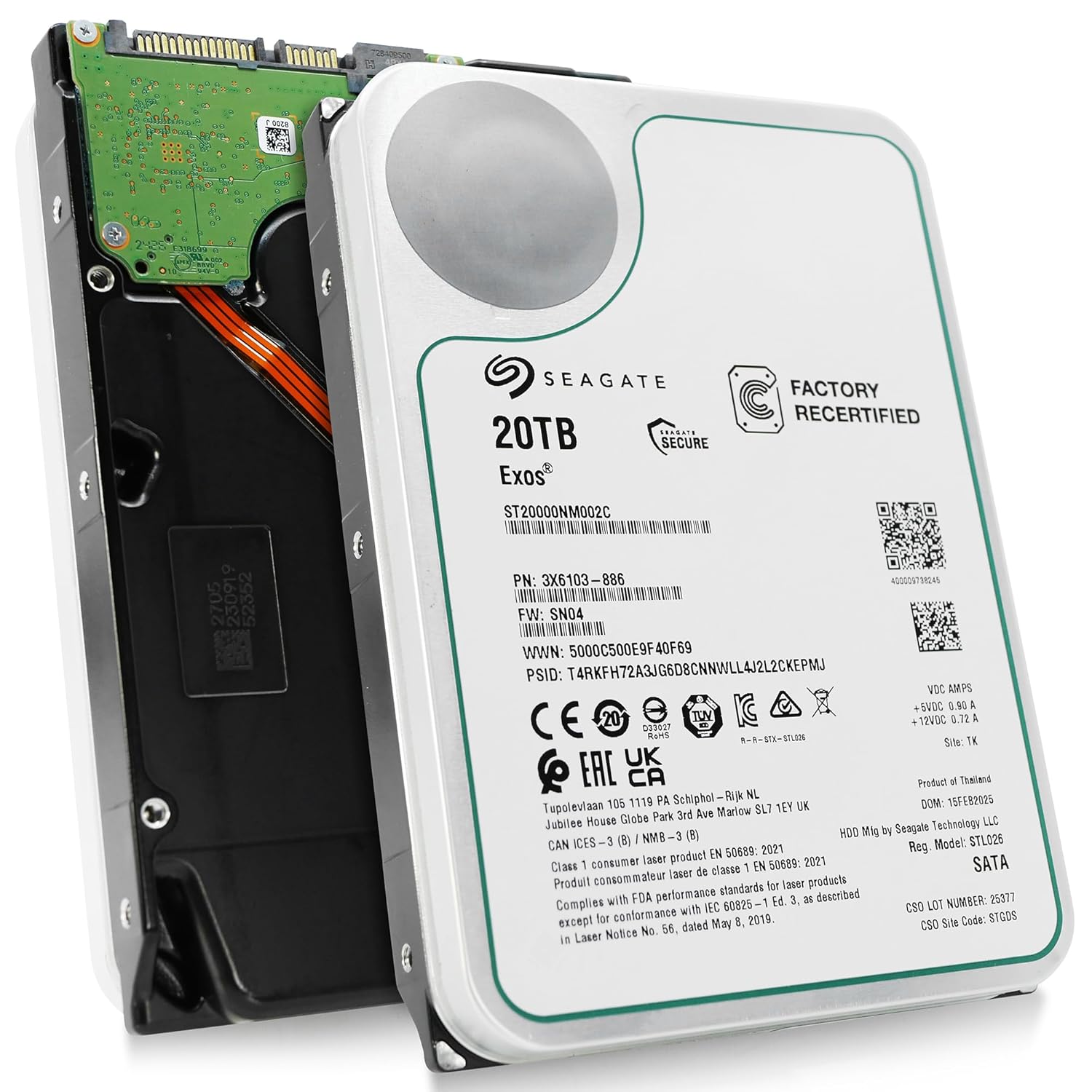 Seagate Exos 20TB 7 2K RPM SATA 6Gb s 3 5in Enterprise HDD ST20000NM002C Renewed