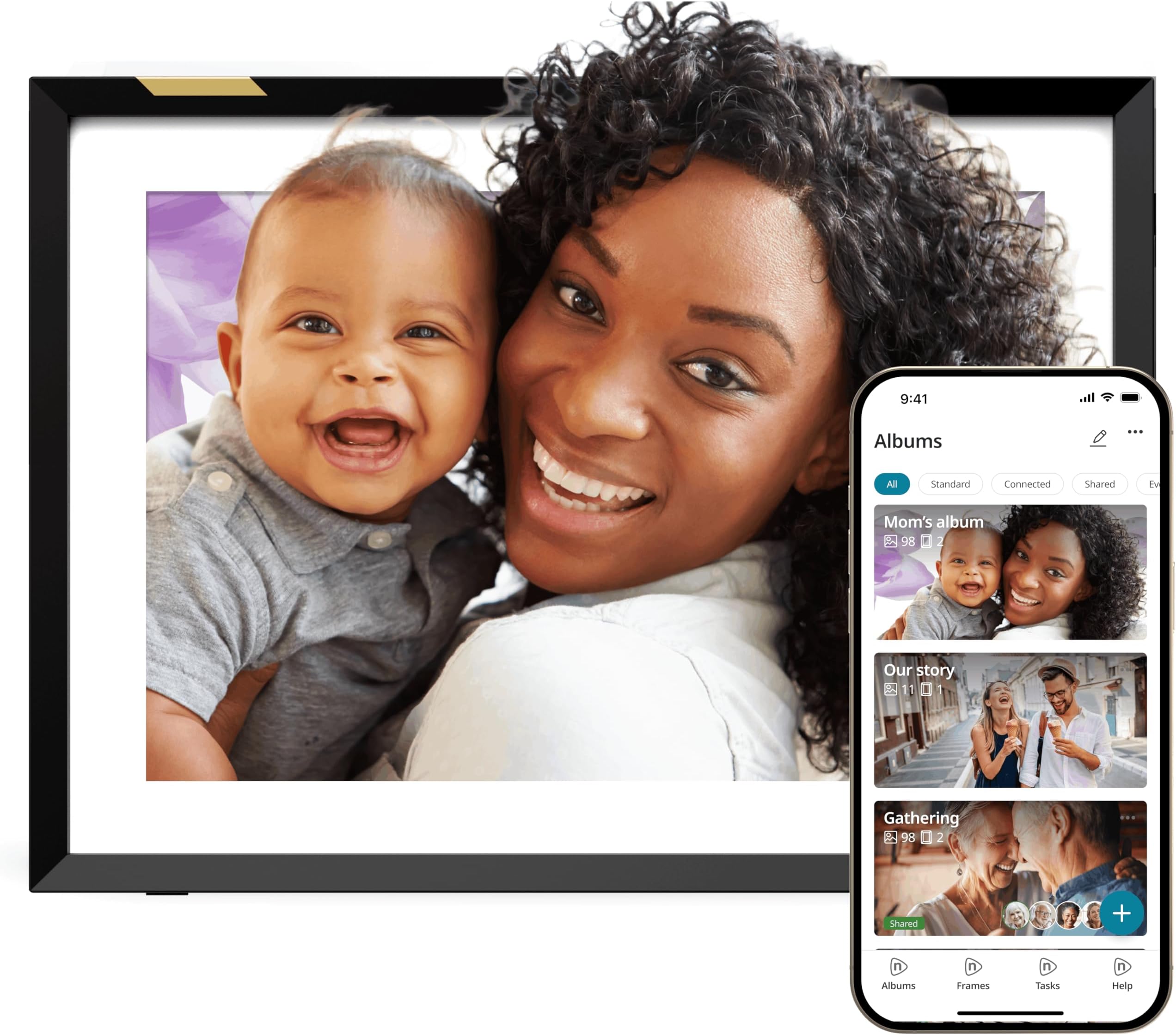 10.1 inch Touch Screen Smart Digital Picture Frame with WiFi (W10P) - Black Classic Matte - Unlimited Cloud Photo Storage - Share Photos and Videos Instantly via Email or App - Preload Content