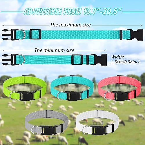 Miniatura 2 de Paquete de 12 collares de cabra con campanas, campanas de cobre de pastoreo de vaca, caballo, oveja, y collar de nailon ajustable, campanas de